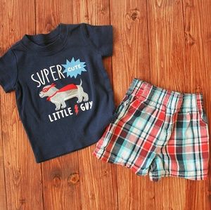 Navy Blue Tee & Plaid Shorts Outfit